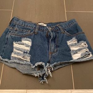 O2 Denim frayed blue jean shorts size S